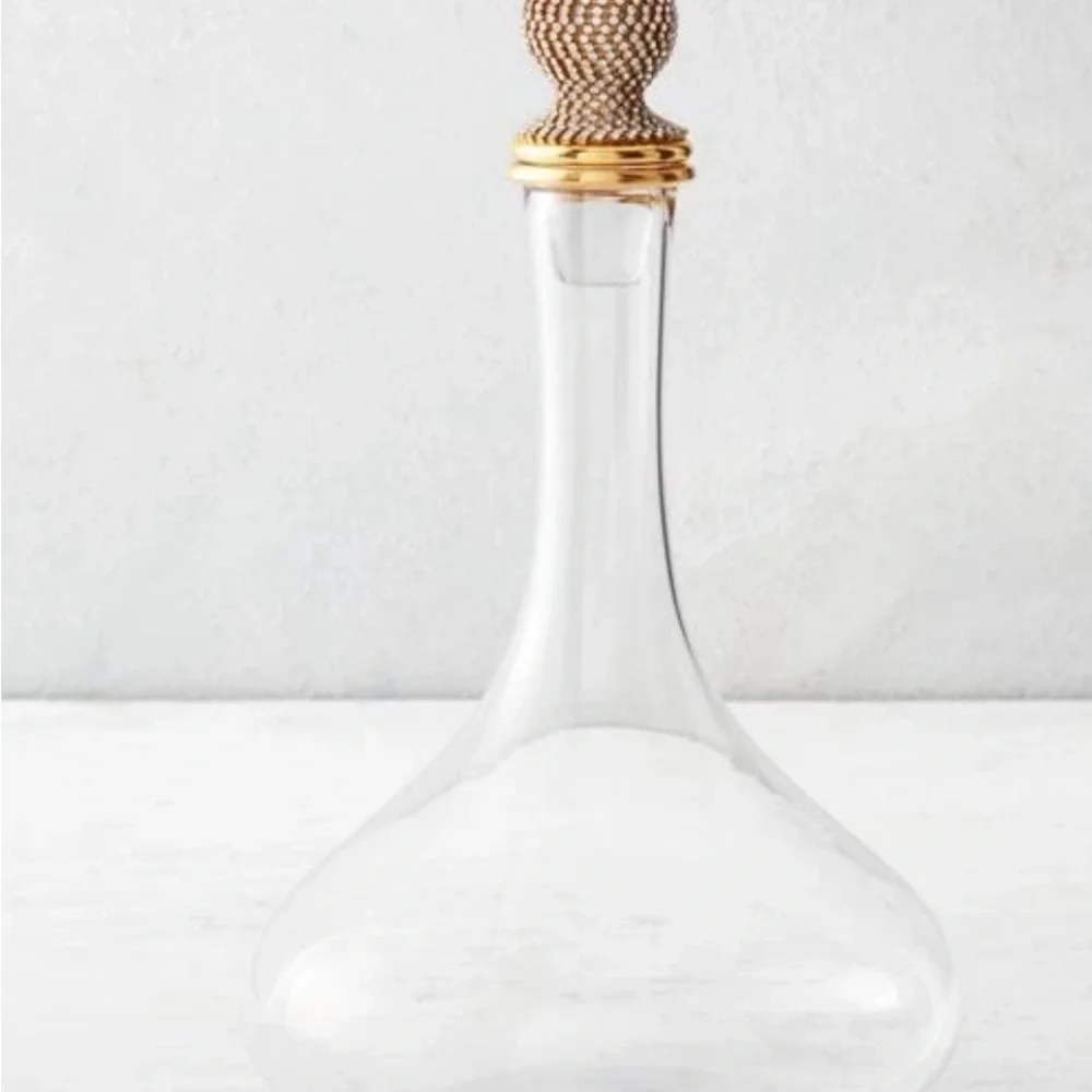 Z Gallerie Glass Decanter with Gold Detail